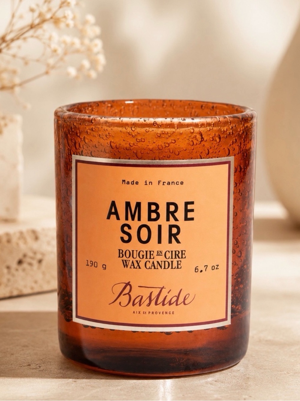 Ambre Soir Amber Glass Scented Candle